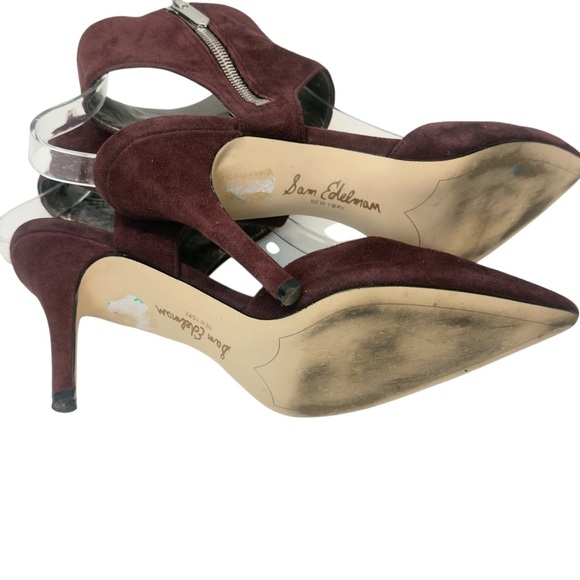 Sam Edelman Maroon Zaida Pointed-Toe Heels with Ankle Strap - Picture 6 of 10